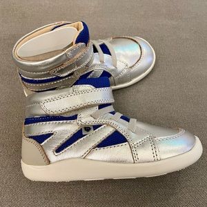 NWB Kids silver/cobalt blue mesh Old Soles high ground leather sneakers 25 9